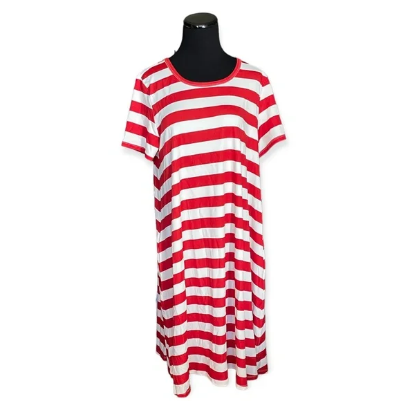 LuLaRoe | Dresses | L Lularoe Jessie Swing Dress Christmas Valentines4th Of  July Stripes Large | Poshmark